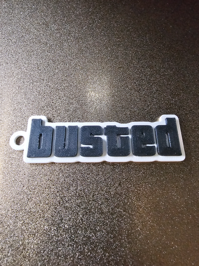 gta busted keychain by geeklabs art signs & logos grand theft auto grandtheftauto gta5 gamer player game play 3d print model - Mito3D
