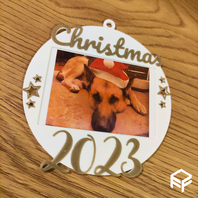 christmas 2023 photo frame ornament by ff3dmakes art 2d christmasornament 3d print model - Mito3D