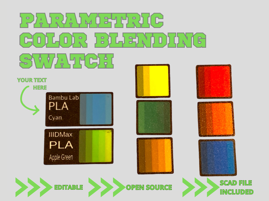 color blending swatch - parametric by lilac rage 3d printer accessories bambu filament hue tint tone scad openscad ams bambulab lab blend shade shading swatches parameters editable 3d print model - Mito3D