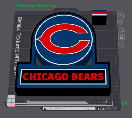 chicago osos logo ligero caja by wizard7741 arte 2d nfl fútbol 3d print model - Mito3D