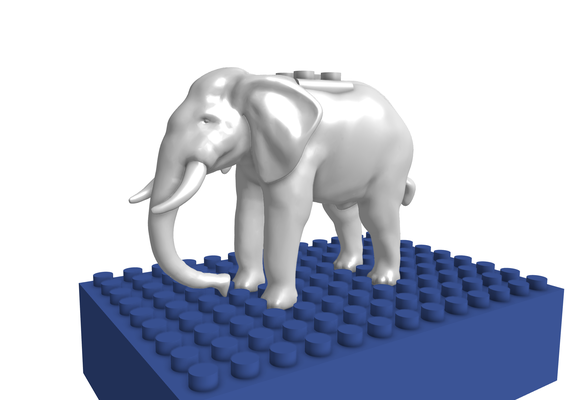 lego elephant remixed by andy bro toys & games characters toy animal game play zoo 3d print model - Mito3D