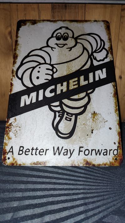 4-color hueforge old michelin poster by avdh 1983 art 2d bibendum rusty 3d print model - Mito3D