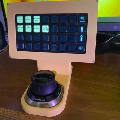 spacemouse stream deck stand remixed by yellow tools gadgets streamdeck mouse desk accessories 3d print model - Mito3D