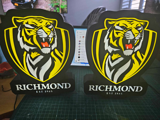 richmond football club led boîte by glengri loisir diy sport air afl tigres ledbox lumière boite 3d print model - Mito3D