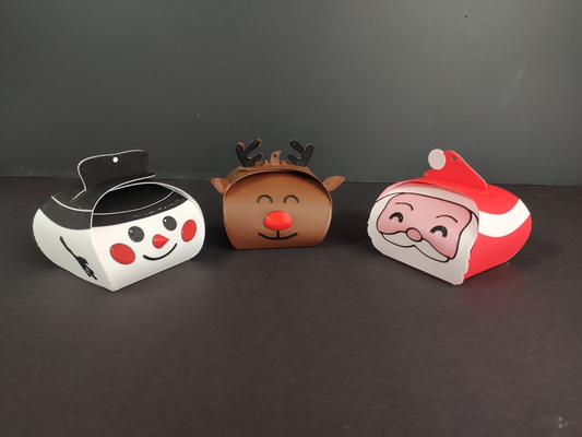 gefaltet weihnachten box einstellen by sevro haushalt dekor mas santa weihnachtsmann rentier schneemann geschenkbox geschenk 3d print model - Mito3D
