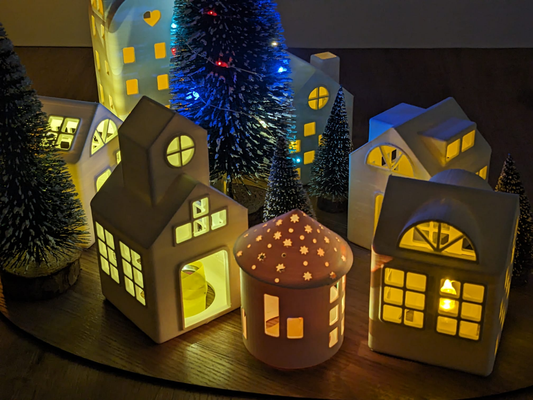 christmas series town houses no support by g w household decor christamast decorations chrismas 2023 christams xmas x'mas deco decoraations decoration decorate house village villager church hall trees tea light tealight holder tealightcandle tealightcandleholder lightholder noel weihnacht weihnachten weihnachtlich weihnachtsdeko weihnachtsdekoration kerst kerstmis 3d print model - Mito3D