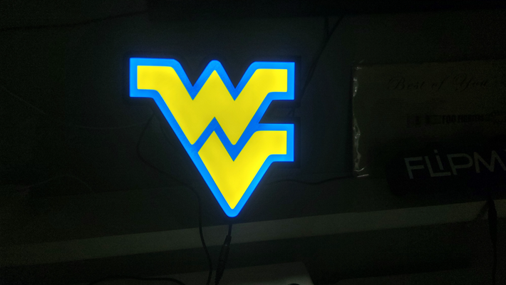 wvu lightbox by mikeprints art signs & logos college football 3d print model - Mito3D