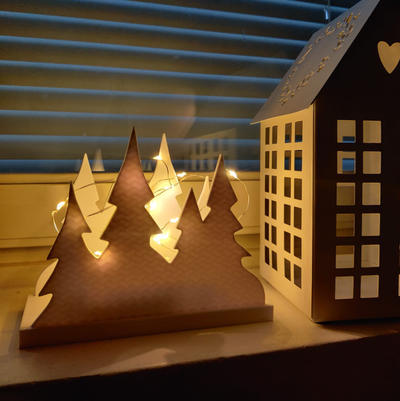 árvores nevadas panorama decoração by jones casa árvore neve natal inverno decorações luzes fadas 3d print model - Mito3D