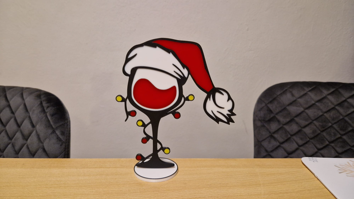noel şarap dekorasyon ayakta durmak by dennisv sanat 2d weihnachten dekor 3d print model - Mito3D