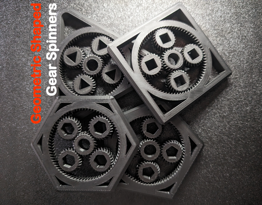 geometic shaped gear spinners 4 designs by derjungeinhd toys & games fidget spinner planetarygear contest p1p triangle square pentagon hexagon onshape 3d print model - Mito3D