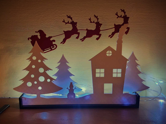 winter wonderland- santa flying a christmas tree snowman by tridimension printworks household festivities reindeer led fairy light holiday christmas2023 decor festive 3d print model - Mito3D