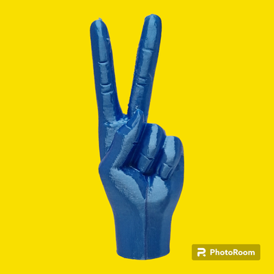 frieden hand geste by partylime kunst skulpturen 3dscan finger skulptur 3d print model - Mito3D