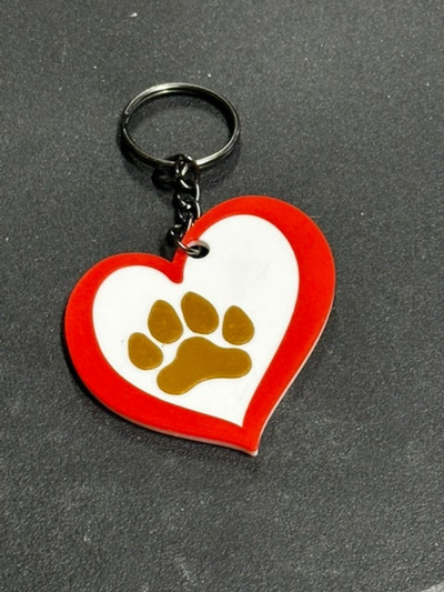 paw heart keychain by snyderscutcreations fashion models dog cat animal 3d print model - Mito3D