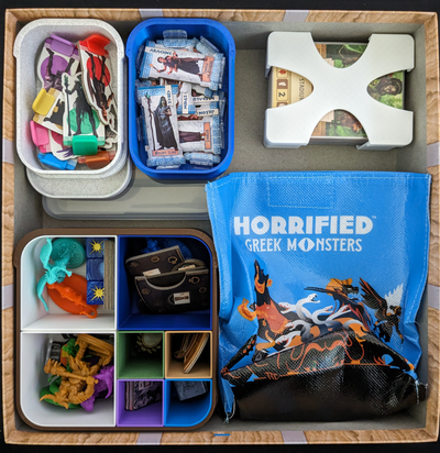 horrified board game organization remixed by cory isakson toys & games organizer modbox boardgame cardbox modular sleeved cards 3d print model - Mito3D