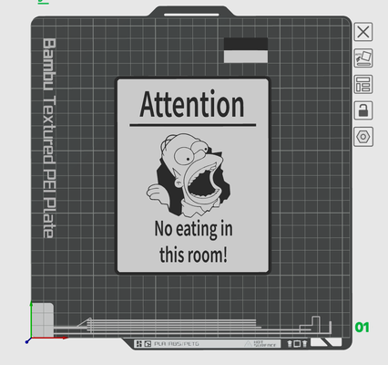 homer simpsons no eating sign funny wall art by 3d prints week signs & logos simpson silly warning caution attention home office school room game man cave 2d multicolor 3d print model - Mito3D