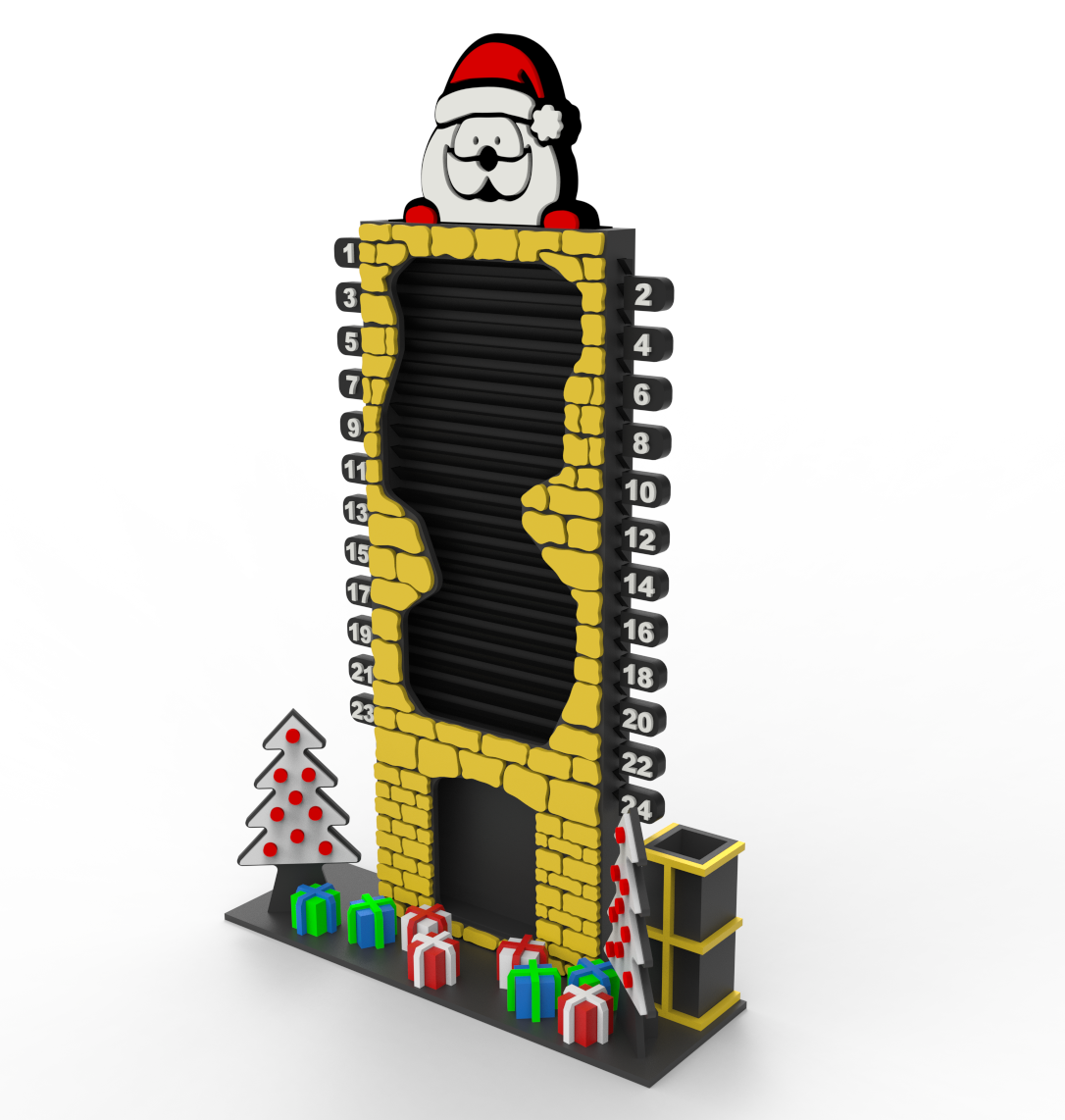 weihnachten countdown kalender by kinderwagen haushalt feierlichkeiten santa 3D print model - Mito3D