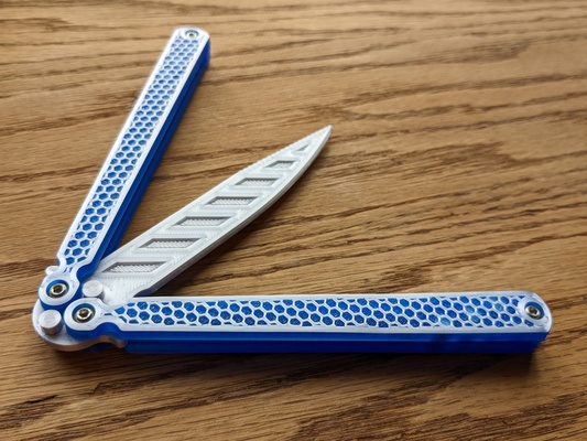 trainer balisong aka butterfly knife by eclien tools hand halloween decoration costume butterflyknife balisongknives 3d print model - Mito3D