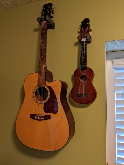 parede cabides by ecliano casa modelos cabide montagem violão ukulele 3d print model - Mito3D
