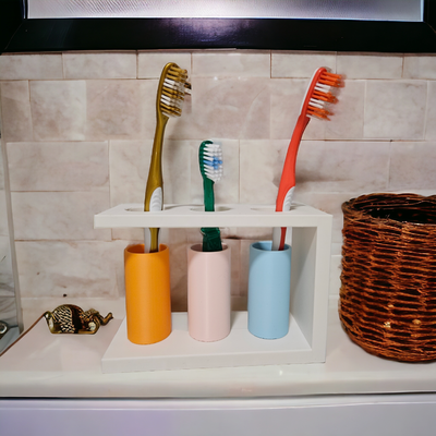 escova dente suporte zahnb customizável by 3dprintcess casa modelos alça personalizadas ficar pé buerste massa pasta dentes 3d print model - Mito3D