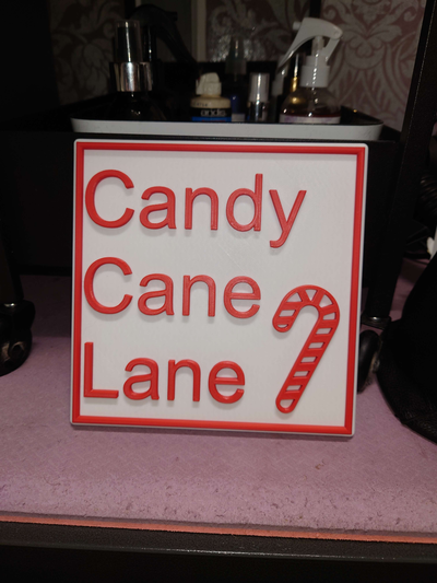 candy cane lane christmas sign by cypherous art signs & logos xmas 3d print model - Mito3D