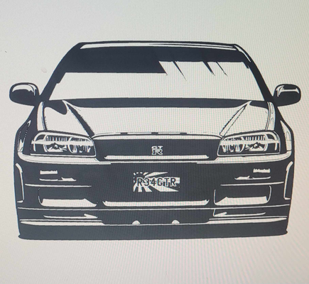 nissan horizont r34 mauer kunst by swc schaffung 2d wandkunst 2dwallart jdm 3d print model - Mito3D