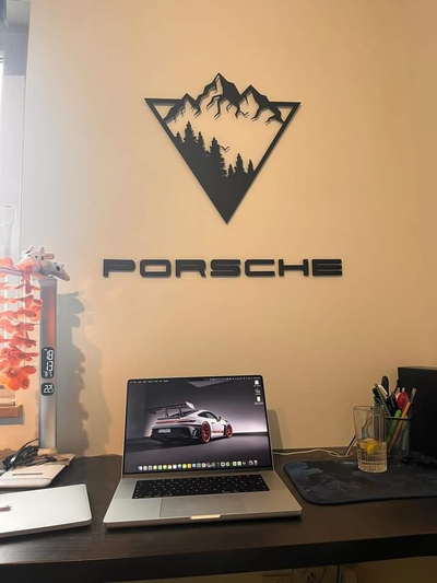 porsche placa by carlson casa decoração deco sala jogos 3d print model - Mito3D