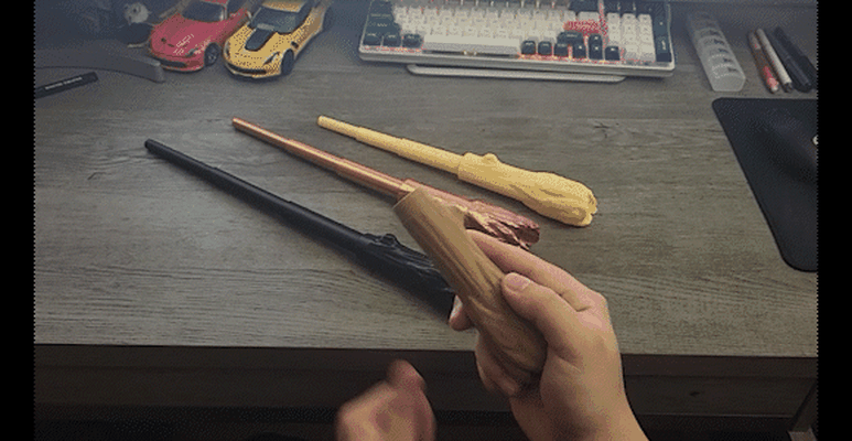 harry potter wand retractable v17 by savagelau toys & games harrypotter toy bambu wood magic bambulab ams 3d print model - Mito3D