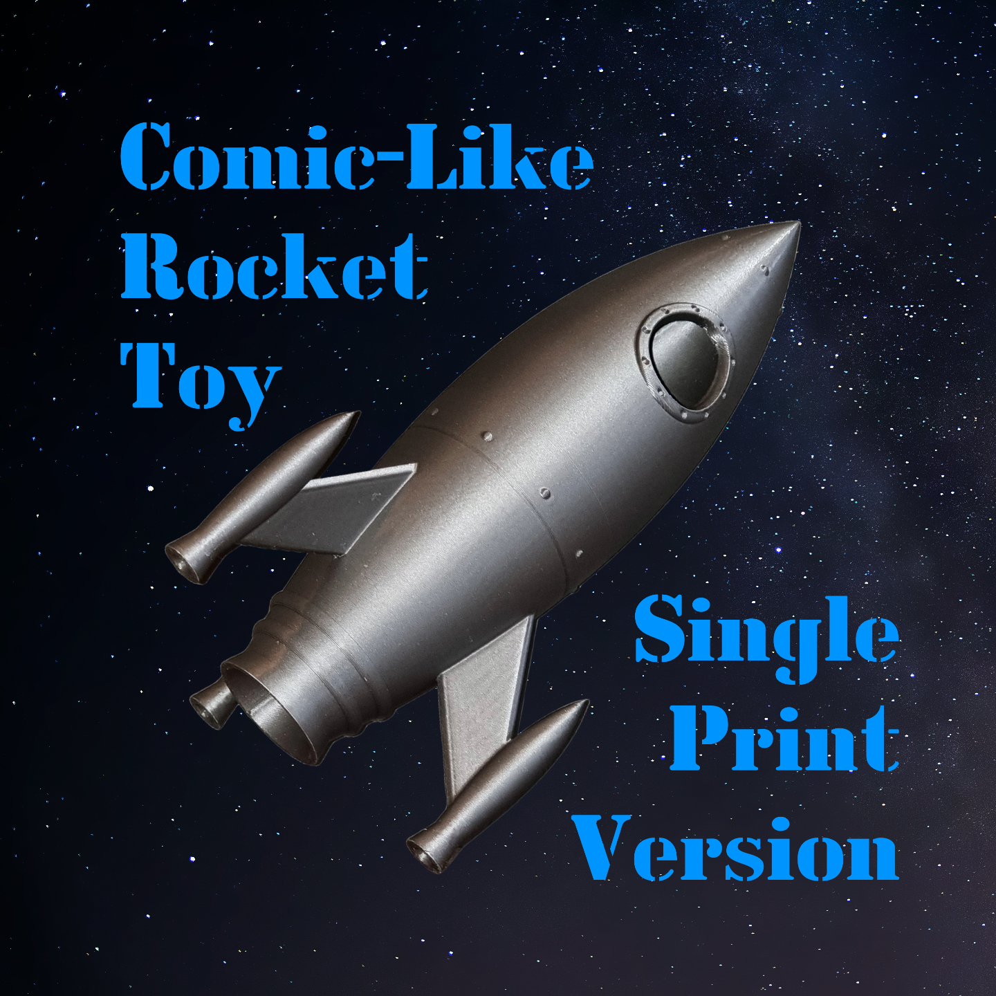 rocket comic-like toy single color by toys stuff & games colour plate singleprint launch space universe model spacex booster comic astronaut shuttle moon exploration stars starship 3D print model - Mito3D