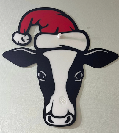 christmas cow by wagzprintz art 2d wagz farm barn country primitive 3d print model - Mito3D