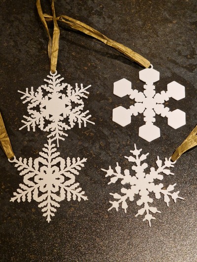 snowflake christmas decorations by madness3d art 2d decor deccoration decoration 3d print model - Mito3D