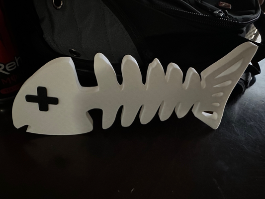 morte peixe by esqueleto miniaturas animais branco preto animal oceano mar criatura barbatana morto osso ossos 3d print model - Mito3D