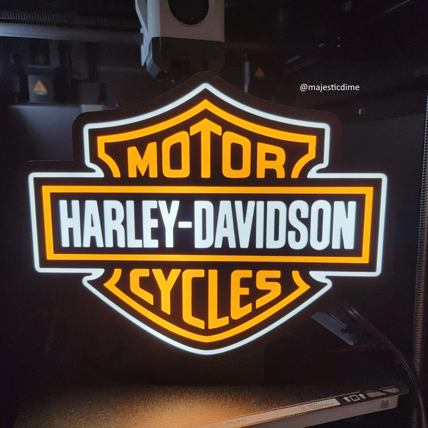 harley davidson caja ligera led lámpara by braga3dprint arte modelos logo arte fan marca ligero led luz multicolor capa ams 3D print model - Mito3D