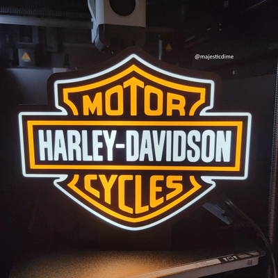 harley davidson caixa luz conduziu luminária by braga3dprint arte modelos logotipo admirador marca led multicolorido mesma camada ams 3d print model - Mito3D