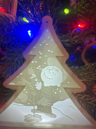 charlie brown christmas tree ornament lithophane by 3d prints week household festivities snoopy peanuts holiday decoration gift 3d print model - Mito3D