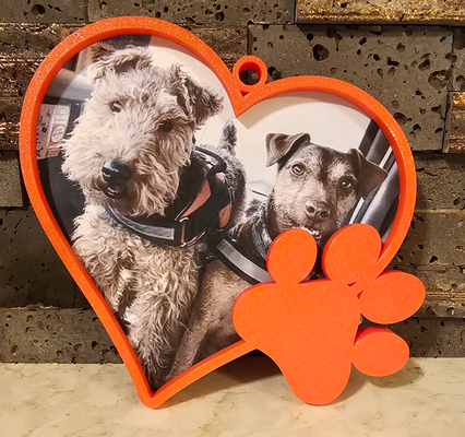 dog paw heart picture frame by shamrockwood315 household decor christmas ornament pet cat prints 3d print model - Mito3D