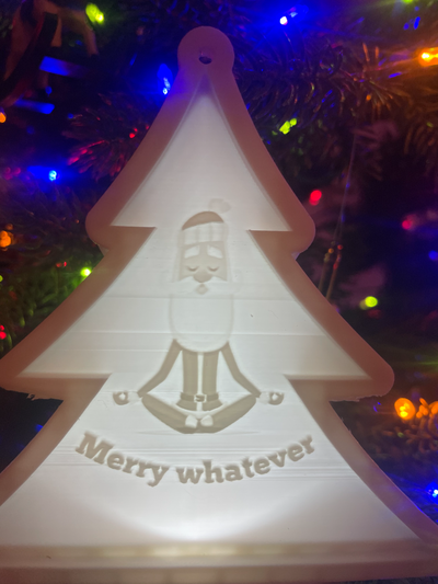 santa christmas tree merry lithophane ornament by 3d prints week household festivities holiday funny yoga claus silly decoration 3d print model - Mito3D