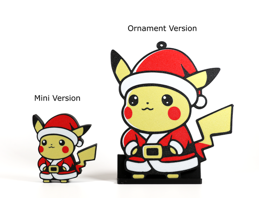 santachus  pikachu christmas ornament - festive holiday decor by phaseworksca art 2d pokemon deccoration 2023 tree decoration santa claus father gift filament themed pokmon design collection in outfit unique geek anime accessory collectible hat charm gaming icon attire cute xmas surprise pocket creature edition santa's helper winter 3d print model - Mito3D