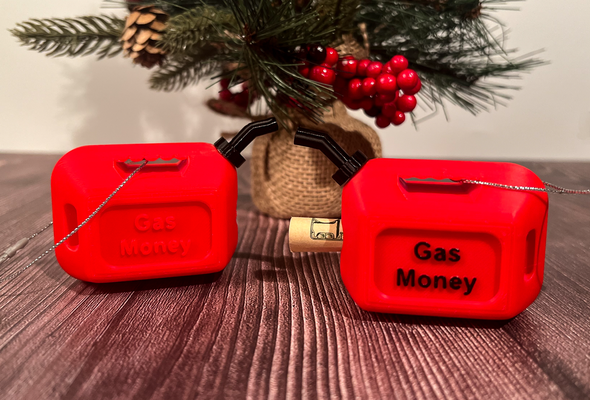 gas money ornament gift box by lindnjoe household festivities christmas 2023 christmasornament christmasornaments gascan ideas card collection 3d print model - Mito3D