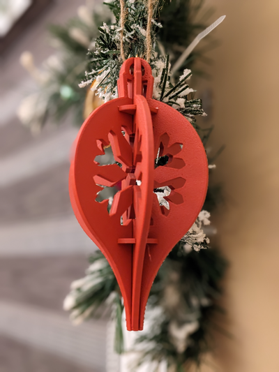 pacco piatto fiocco neve ornamento by jp dayboll domestico festività natale decorazione inverno ornamenti albero pressfit vacanza festoso 3d print model - Mito3D