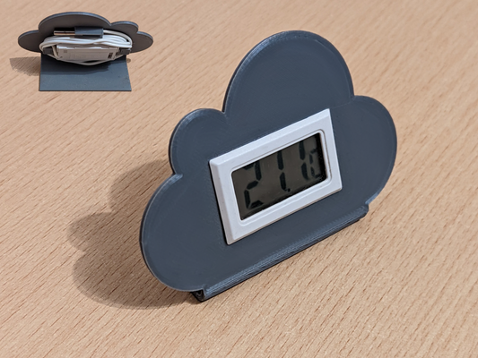 termómetro higrómetro estante soporte by alexis casa decoración portatermómetro termometro caso funda 3d print model - Mito3D