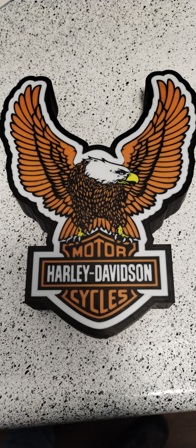 harley águia caixa luz by kalon criações arte sinais logotipos davidson 3d print model - Mito3D