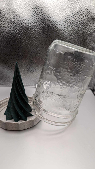 3d printed tree snow globe in a mason jar by trudonr household decor christmas snowglobe festive 3d print model - Mito3D