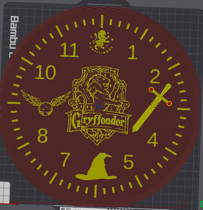 gryffindor reloj by gt3d casa decoración harry alfarero hp 3d print model - Mito3D