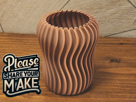 wavy fin vase cup by vhart0 household decor vasemode vaseprint modern modernvase deco decorvase artistic spiral spiralvase 3d print model - Mito3D