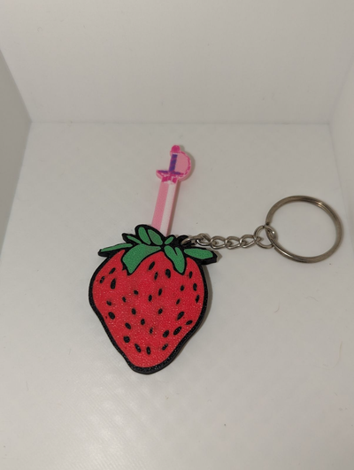 steven univers épée in fraise porte clés by willprintsthings art monnaie badges chaîne rose quartz jouet 3d print model - Mito3D