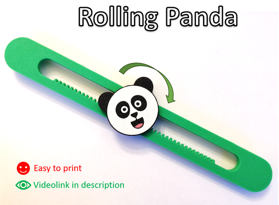 rolling panda by ldvco toys & games fidget spinning rotating gear toy fun animal 3d print model - Mito3D