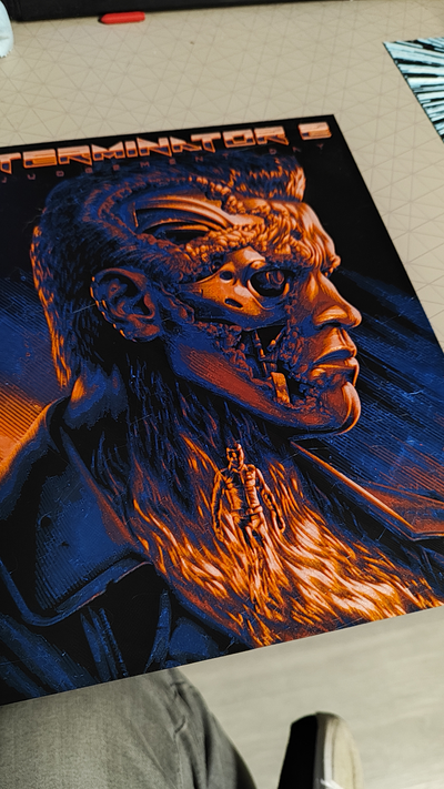 terminator 2 hueforge by superus art 2d poster movie 3d print model - Mito3D