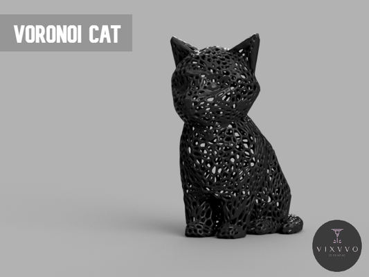 voronoi cat by vixvvo 3d miniatures animals voronoid sculpture holes 3d print model - Mito3D