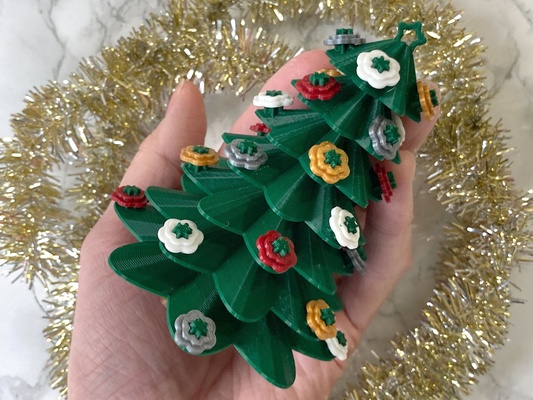 stacking tree detachable flowers by penolopybulnick household festivities christmas tinkercad ornament instructables christmasornament christmasdecoration christmastree holiday christmastreeornament 3d print model - Mito3D