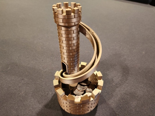 castillo diapositiva moneda almacenamiento by squinn herramientas organizadores espiral monedas hucha torre 3d print model - Mito3D
